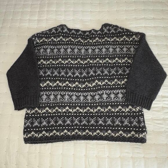 LOFT Fair Isle Boat Neck Sweater Women's M Gray - Picture 3 of 11